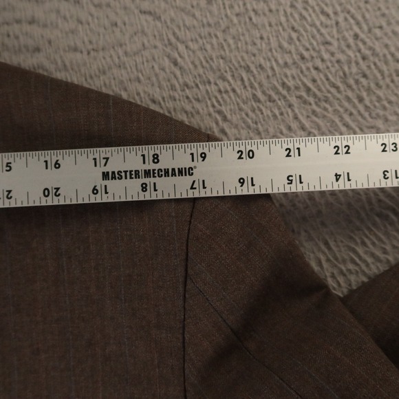 VTG Pierre Cardin Jacket M Brown Chalk Stripe 100% Wool Serge Twill Blazer 42R - Picture 13 of 15